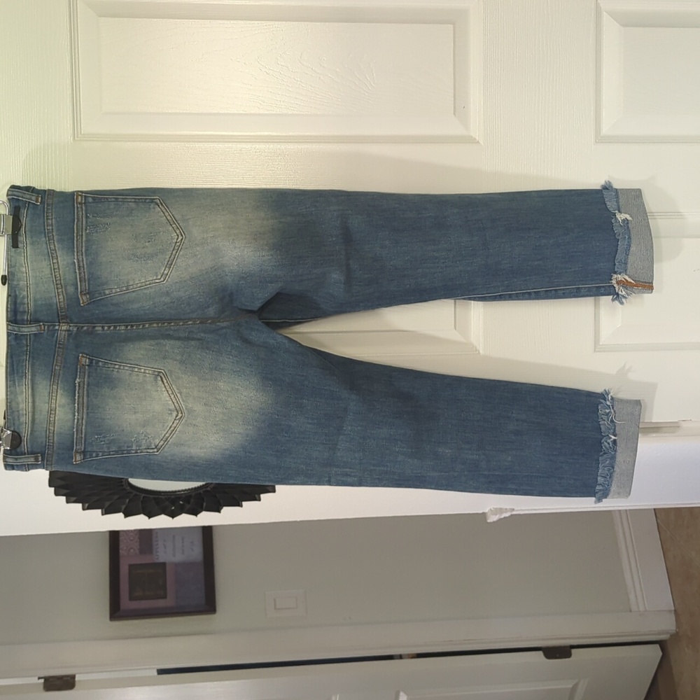 NWT RISEN HIGH WAISTED TURN BACK CUFF/UNCUFFED STRAIGHT JEANS SIZE 29/9 - Picture 7 of 7